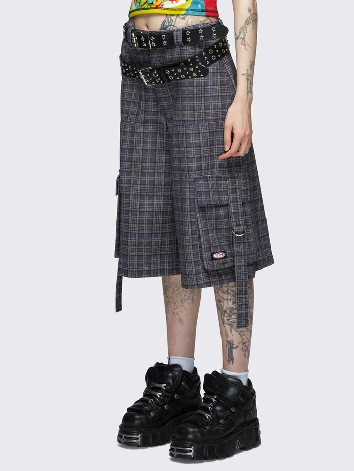 Arlo Plaid Long Cargo Shorts Women Minga London Bottoms