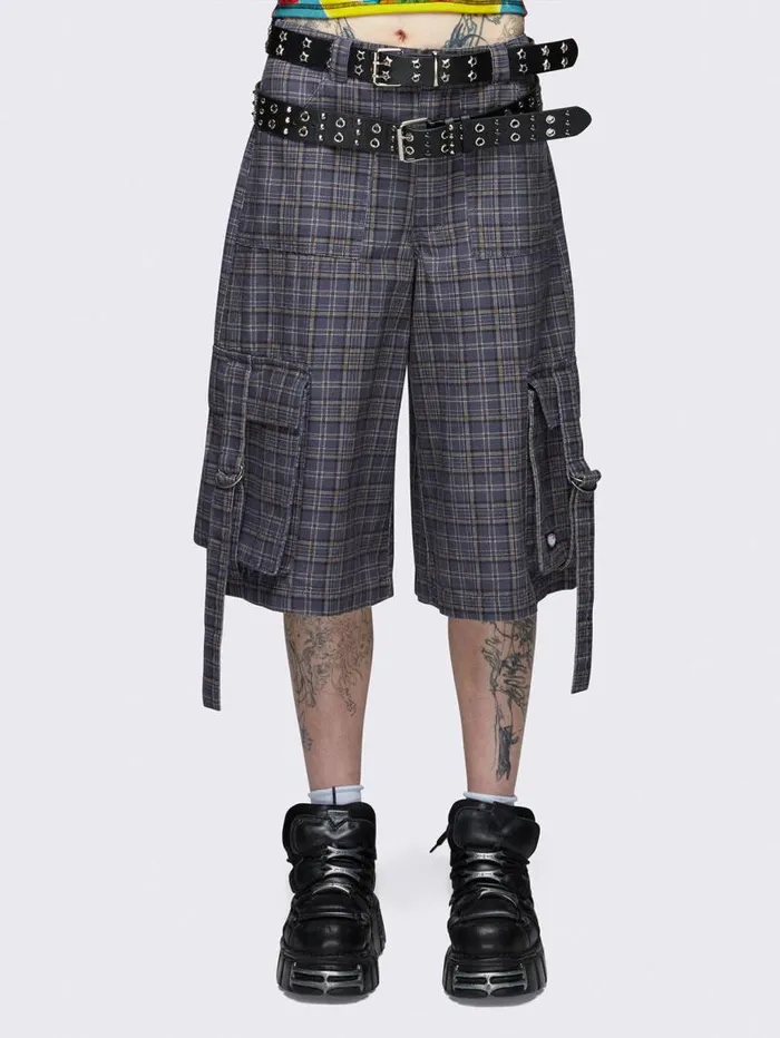 Arlo Plaid Long Cargo Shorts Women Minga London Bottoms
