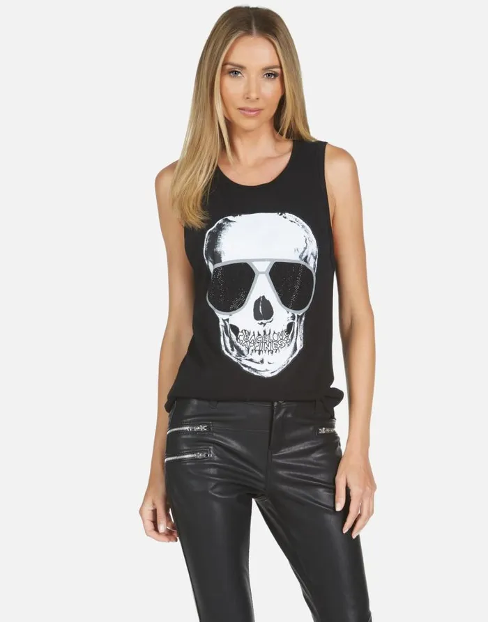Ashlin Cool Skull Black Women Lauren Moshi Tanks