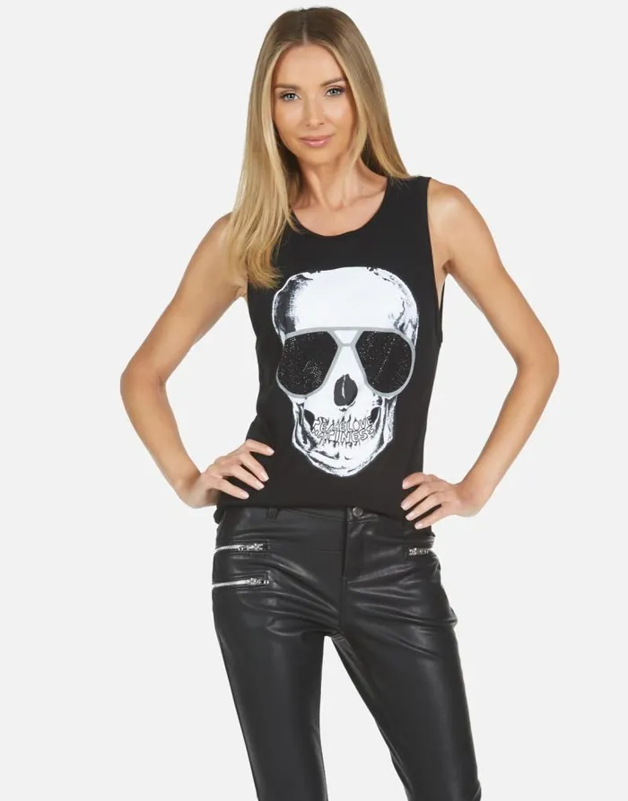 Ashlin Cool Skull Black Women Lauren Moshi Tanks