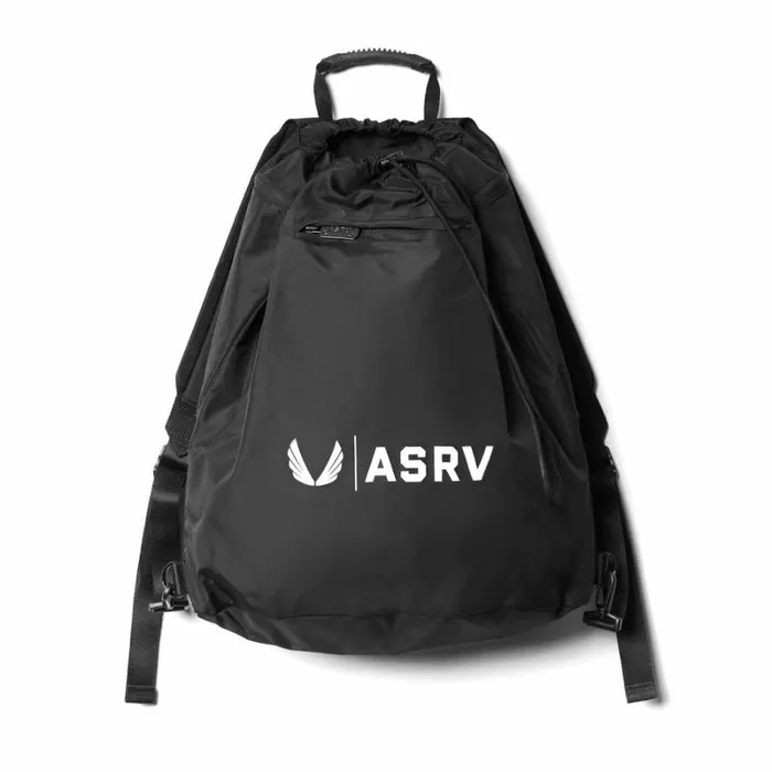 ASRV Bags Men Waterproof Rec Drawstring Backpack Blackwhite