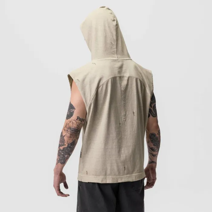 ASRV Hoodies and Sweatshirts Men Tech Essential Cutoff Hoodie Faded Beige