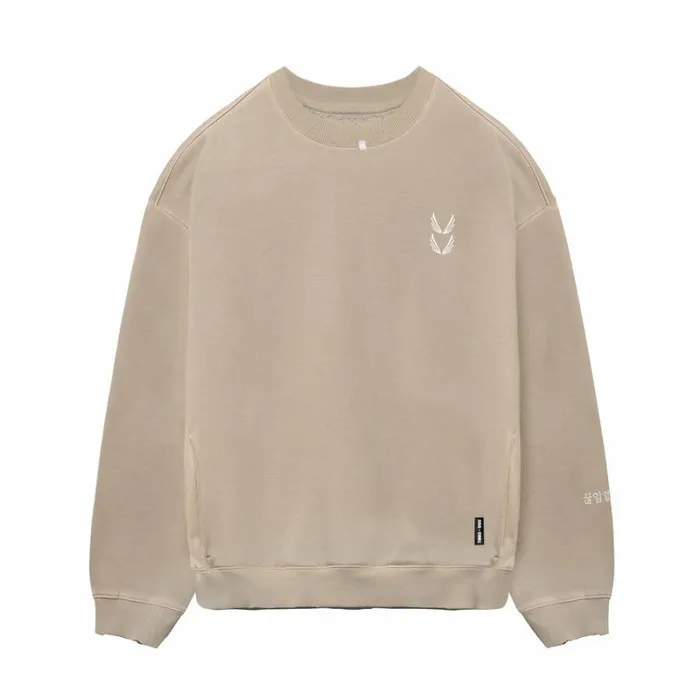 ASRV Hoodies and Sweatshirts Men Tech Essential Distressed Crewneck Faded Chai