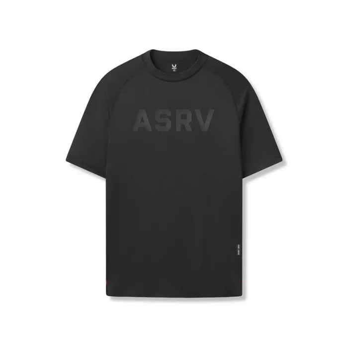 ASRV Short Sleeves Men AeroSilver Fitted Tee Black 034asrv034
