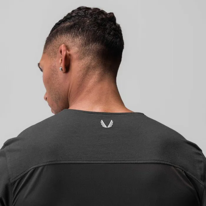 ASRV Short Sleeves Men CottonPlus Standard Mesh Back Tee Space Grey
