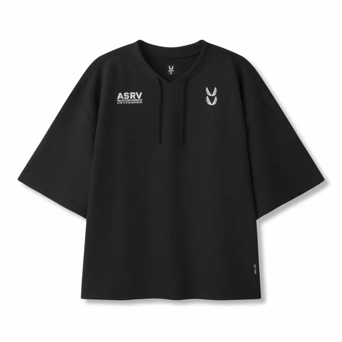 ASRV Short Sleeves Men MicroTerry WarmUp Tee Black