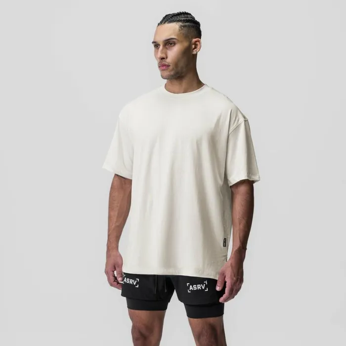 ASRV Short Sleeves Men Supima Oversized Tee Ivory Cream