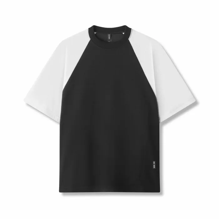 ASRV Short Sleeves Men Waffle Knit Oversized Tee Blackwhite
