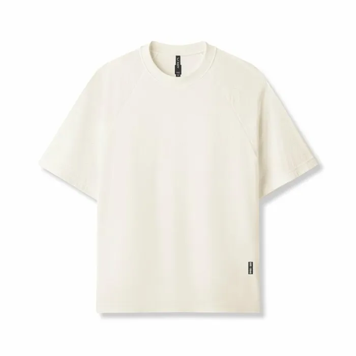 ASRV Short Sleeves Men Waffle Knit Oversized Tee Cream