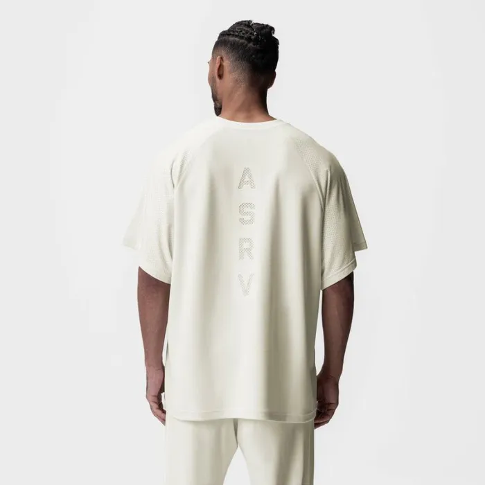 ASRV Short Sleeves Men Waffle Knit Oversized Tee Cream