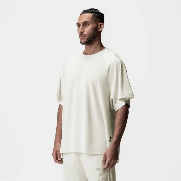 ASRV Short Sleeves Men Waffle Knit Oversized Tee Cream