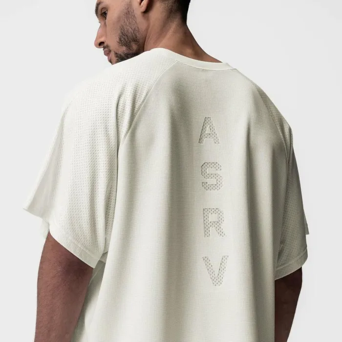 ASRV Short Sleeves Men Waffle Knit Oversized Tee Cream