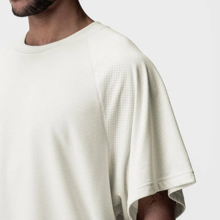 ASRV Short Sleeves Men Waffle Knit Oversized Tee Cream