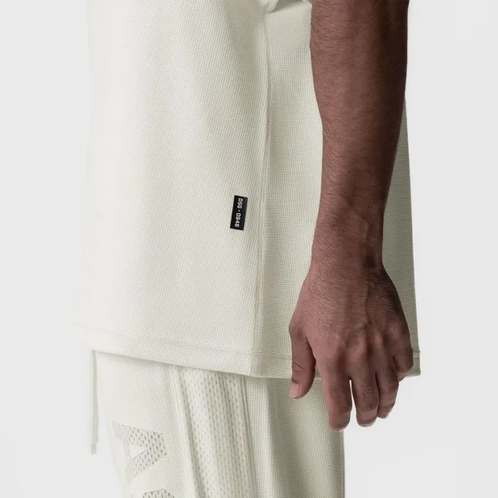 ASRV Short Sleeves Men Waffle Knit Oversized Tee Cream