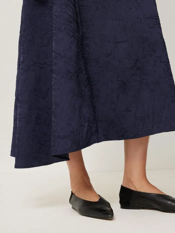 Asymmetric Textured Skirt Navy Women Jigsaw Skirts