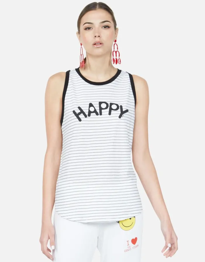 Aurelia Happy Black Stripe Black Women Lauren Moshi Tanks
