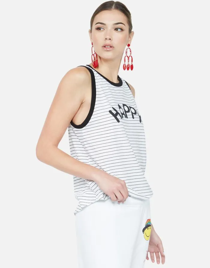 Aurelia Happy Black Stripe Black Women Lauren Moshi Tanks