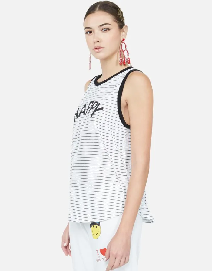 Aurelia Happy Black Stripe Black Women Lauren Moshi Tanks