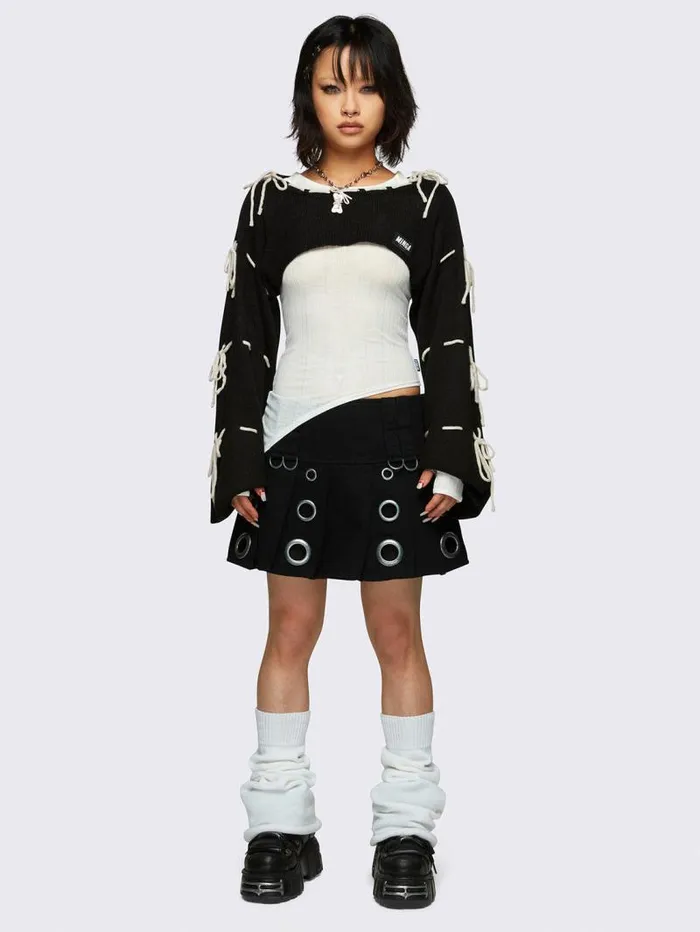 Aurora Black Bows Knitted Shrug Women Minga London Knitwear