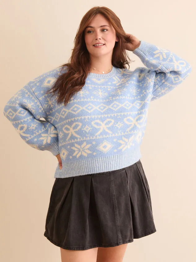 Aurora Holiday Knit Sweater Bluewhite Women Altar039d State Sweaters Cardigans