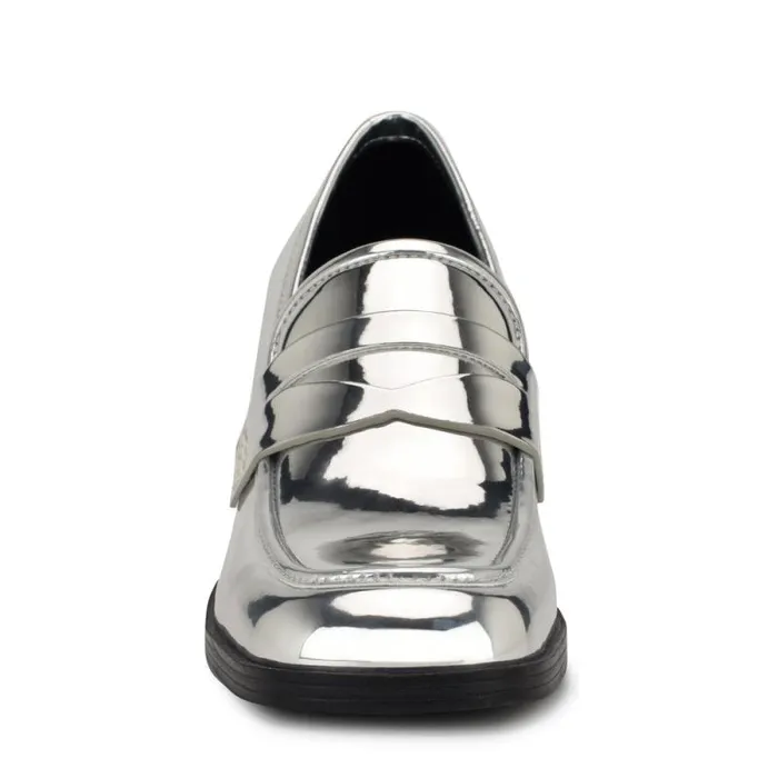 Avalia Heeled Loafers Silver Women Nine West Heels Avalia Heeled Loafers Silver Women Nine West Heels