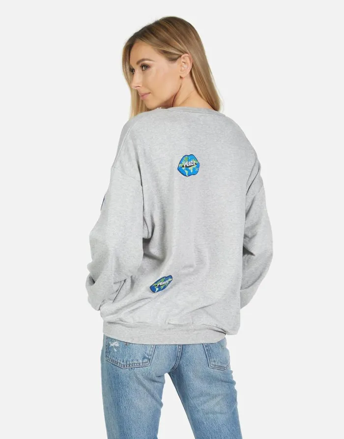 Babbs World Peace Lips Heather Grey Women Lauren Moshi Long Sleeve