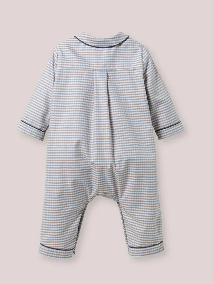 Baby Baby Boy Cyrillus Embroidered Gingham Check Pyjamas Carreaux Marronciel