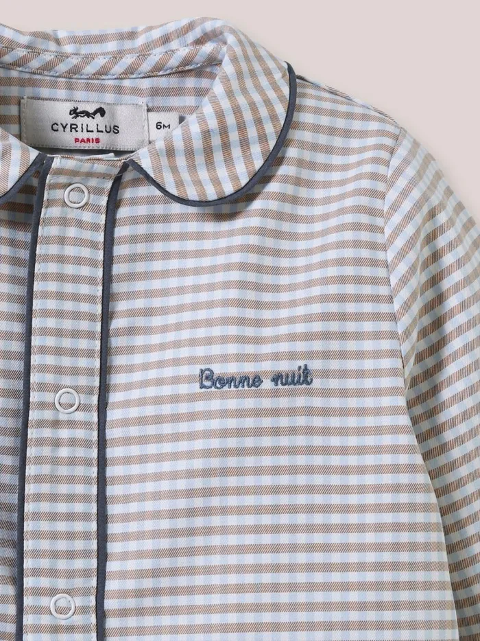Baby Baby Boy Cyrillus Embroidered Gingham Check Pyjamas Carreaux Marronciel