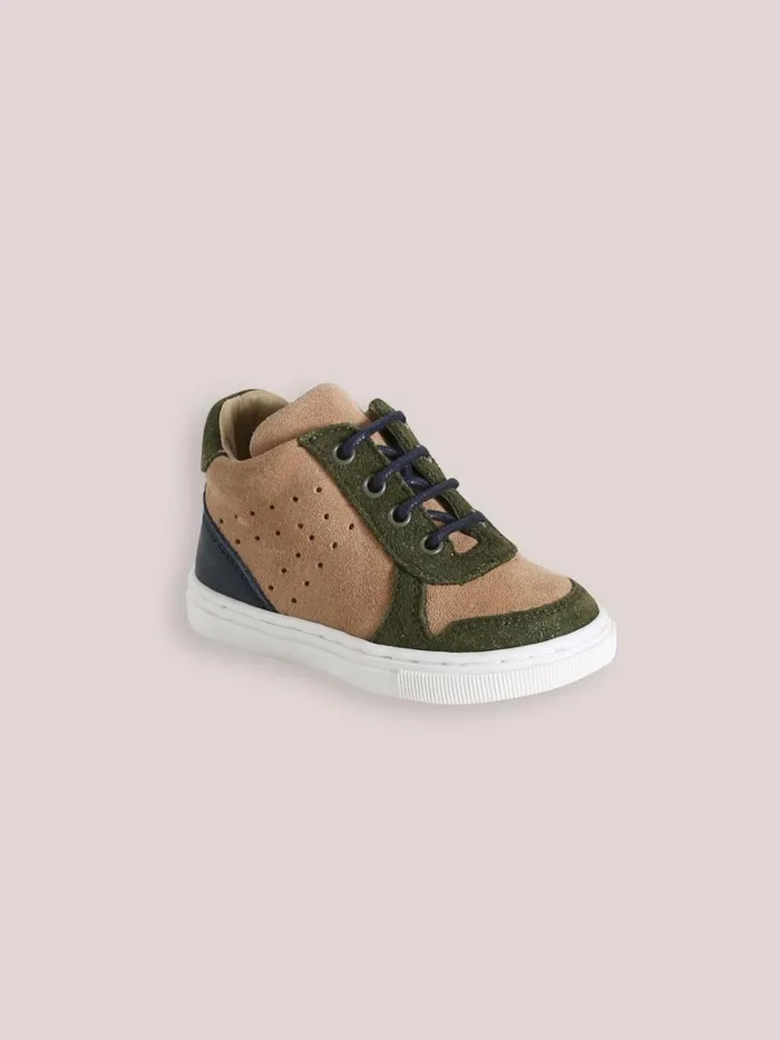 Baby Baby Boy Cyrillus High Top Leather Trainers Beige