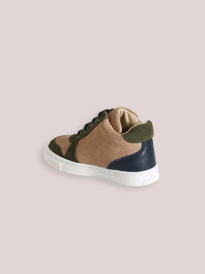 Baby Baby Boy Cyrillus High Top Leather Trainers Beige