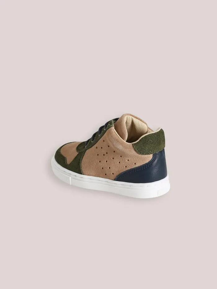 Baby Baby Boy Cyrillus High Top Leather Trainers Beige