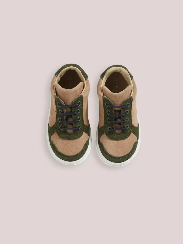 Baby Baby Boy Cyrillus High Top Leather Trainers Beige
