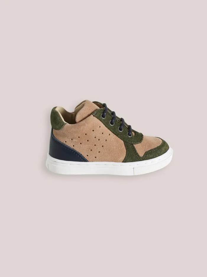 Baby Baby Boy Cyrillus High Top Leather Trainers Beige