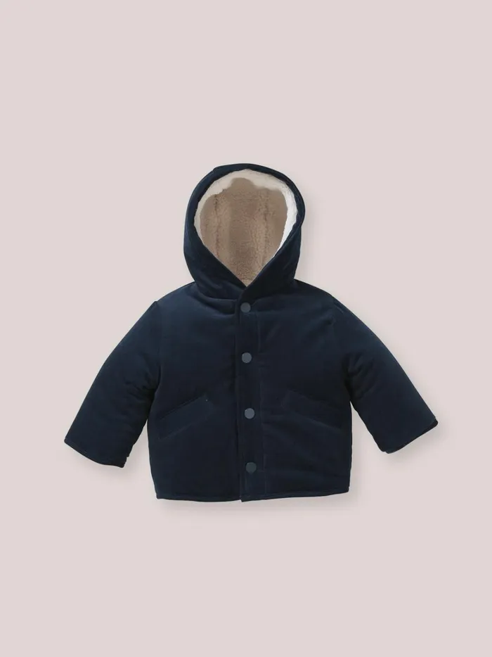 Baby Baby Boy Cyrillus Reversible Burnoose Jacket Ecru