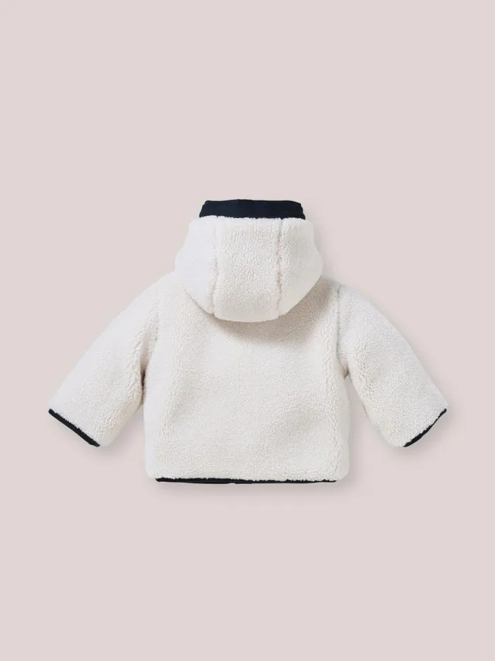 Baby Baby Boy Cyrillus Reversible Burnoose Jacket Ecru