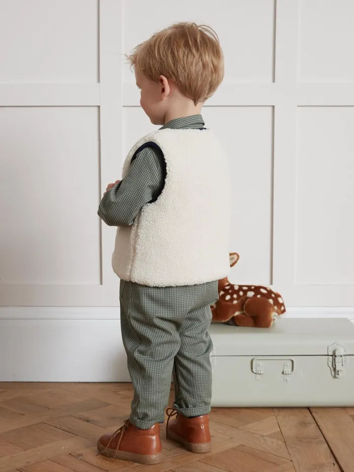 Baby Baby Boy Cyrillus Sleeveless Sherpa Jacket Ecru