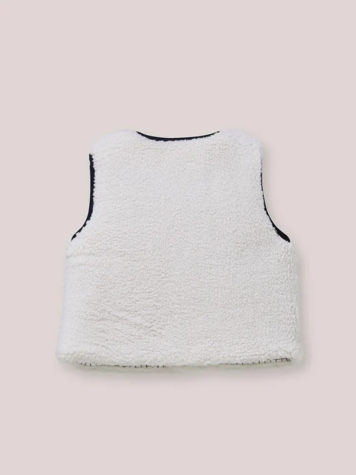 Baby Baby Boy Cyrillus Sleeveless Sherpa Jacket Ecru