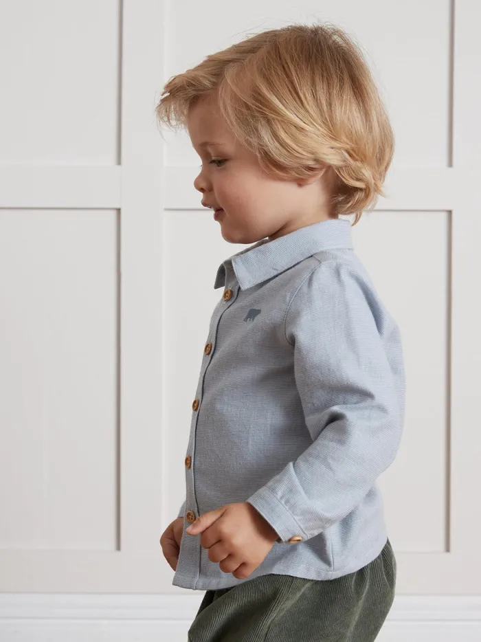 Baby Baby Boy Cyrillus Striped Shirt Bleu Grise