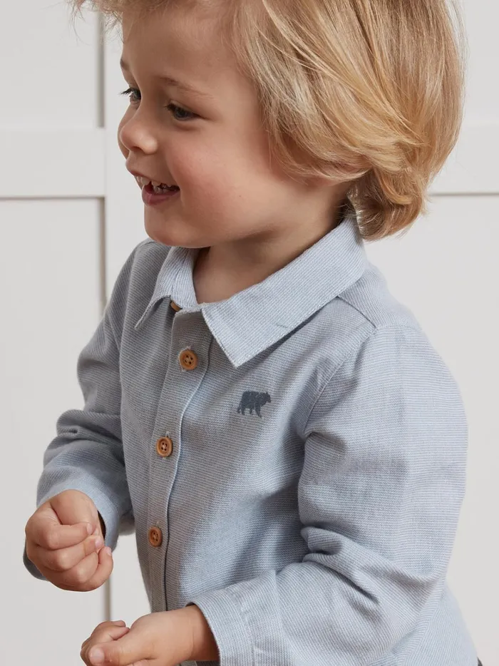 Baby Baby Boy Cyrillus Striped Shirt Bleu Grise