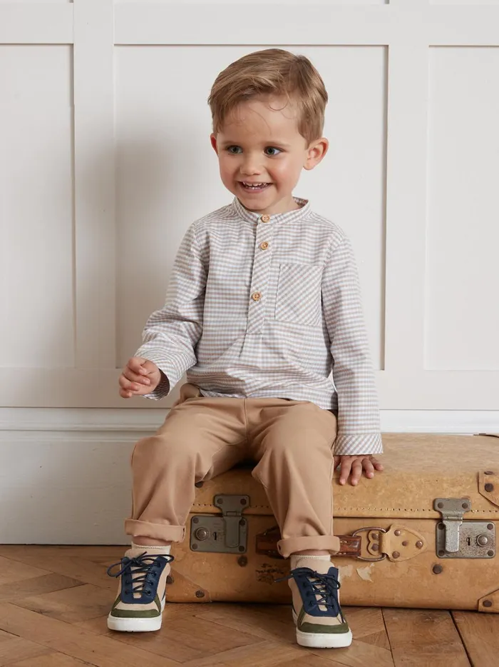 Baby Baby Boy Cyrillus TwoColor Gingham Check Shirt Carreaux Marronciel