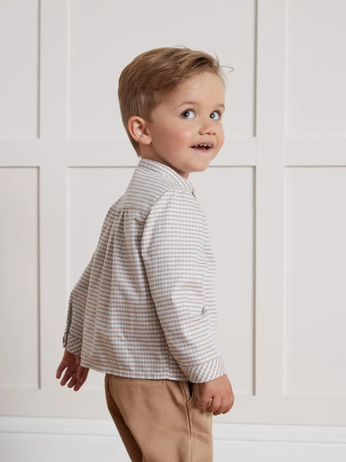Baby Baby Boy Cyrillus TwoColor Gingham Check Shirt Carreaux Marronciel