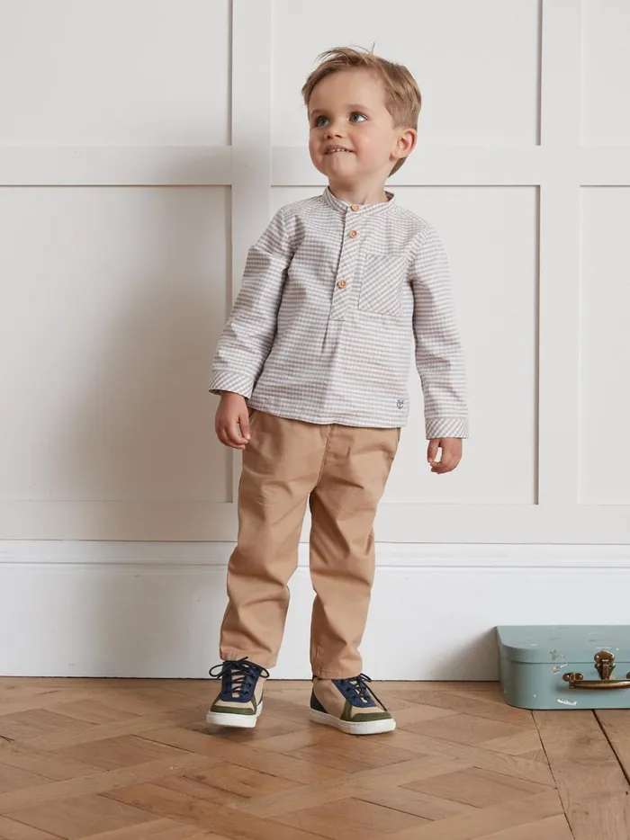 Baby Baby Boy Cyrillus TwoColor Gingham Check Shirt Carreaux Marronciel