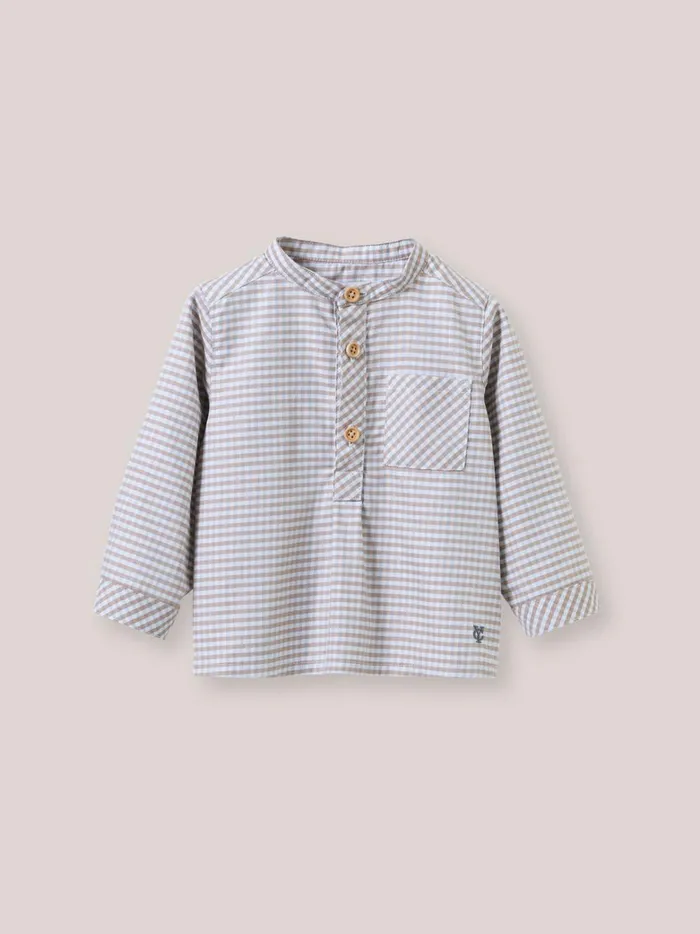 Baby Baby Boy Cyrillus TwoColor Gingham Check Shirt Carreaux Marronciel