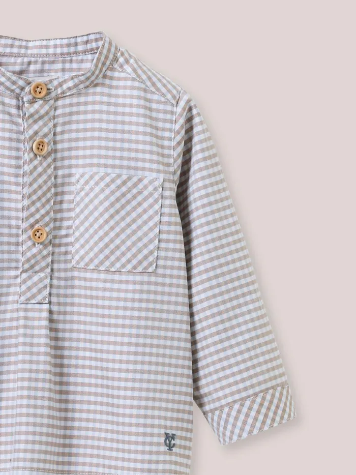 Baby Baby Boy Cyrillus TwoColor Gingham Check Shirt Carreaux Marronciel