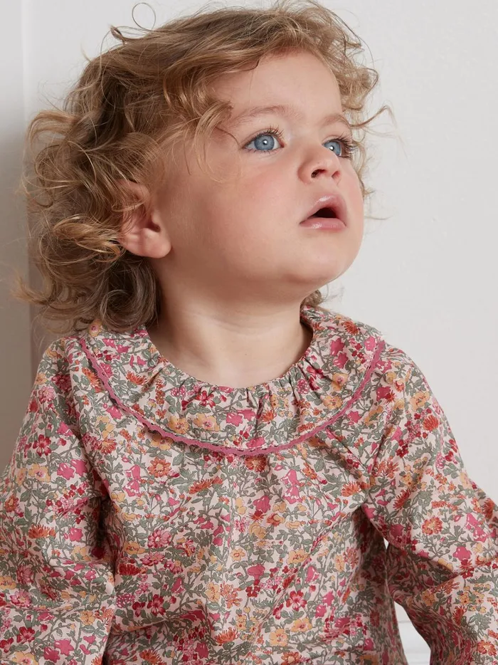 Baby Baby Girl Cyrillus Babingdon Motif Blouse Made With Liberty Fabric Lib Babington Rose