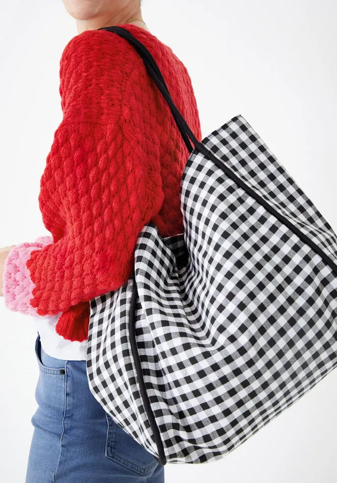 Bags Women Hush Vero Gingham Tote Blackwhite