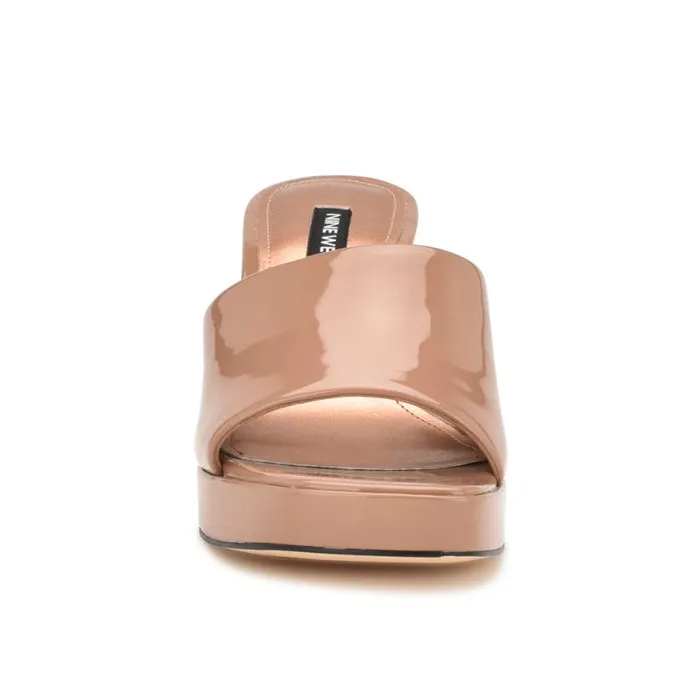 Beez Platform Sandals Medium Natural Patent Women Nine West Sandals Beez Platform Sandals Medium Natural Patent Women Nine West Sandals