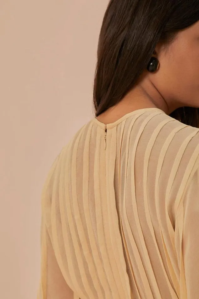Beige Pleated Bust Blouse Women FARM Rio Blouses
