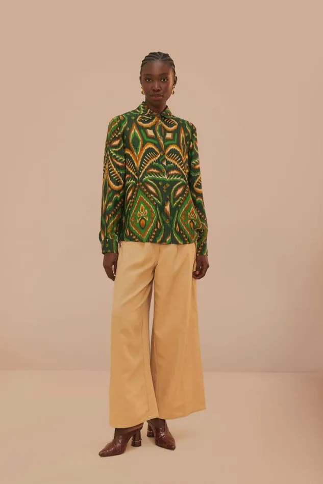 Beige Topstitch Low Waist Pants Women FARM Rio Pants