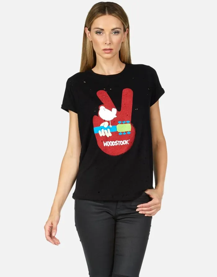 Bess Woodstock Peace Black Women Lauren Moshi Short Sleeve